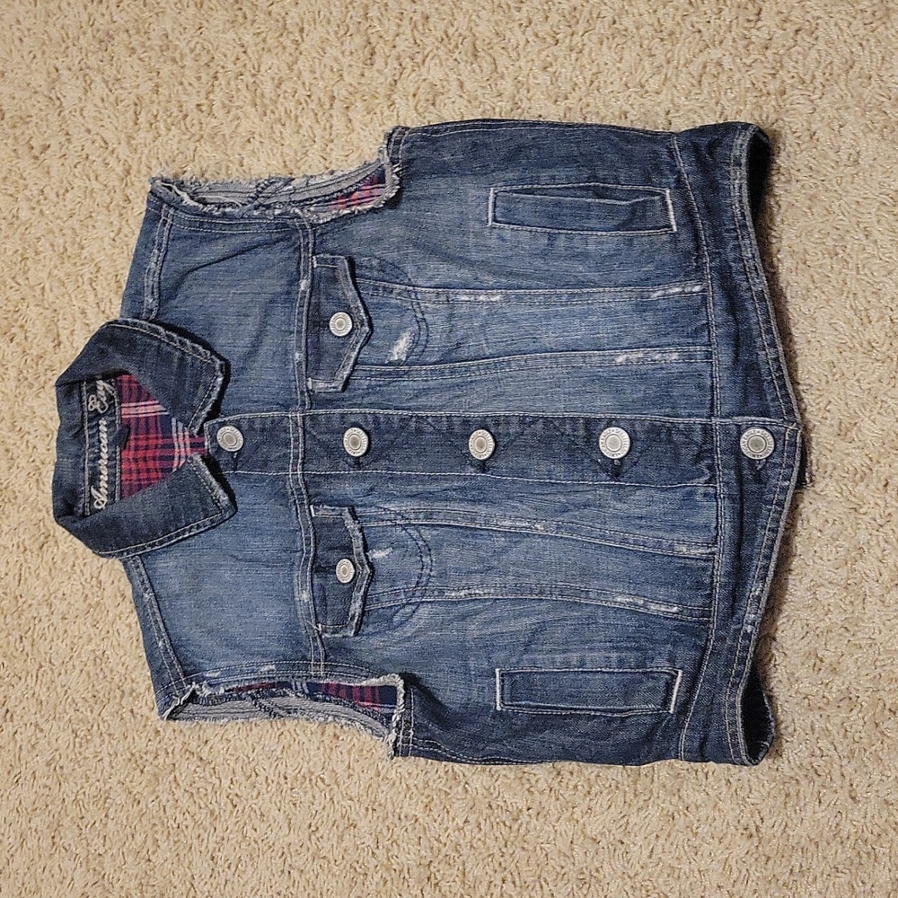American Eagle Outfitters distressed jean vest, Women's size Small, Like…